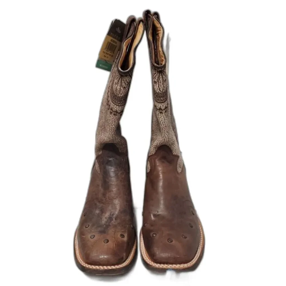 Roper Lacy Mae Fashion Square Toe Leather Boots Woman's Size 8 1/2 New in Box